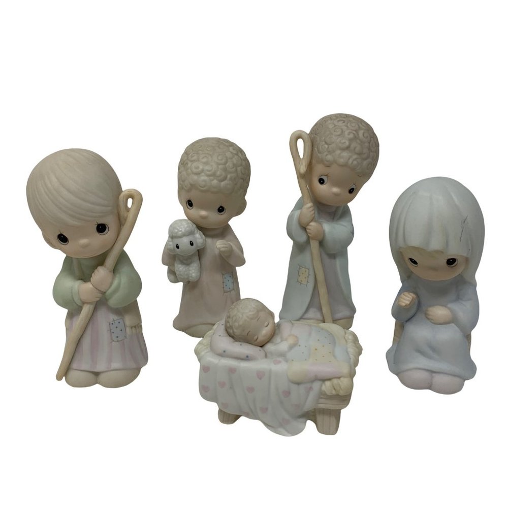 Precious Moments Come Let Us Adore Him Nativity Scene Christmas Figurines 1986